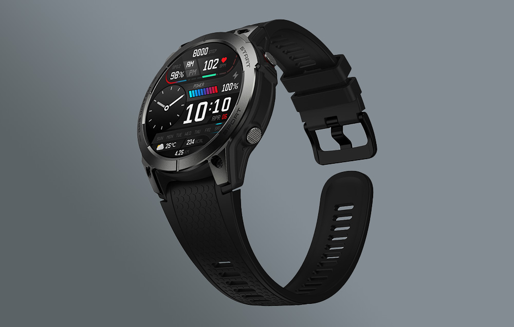 Zeblaze Stratos 3 Smartwatch cu GPS, ecran Ultra HD AMOLED - negru