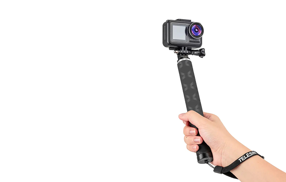 Telesin GP-MNP-90T Sport Camera Selfie Stick / Trepied - 0.9m - Negru